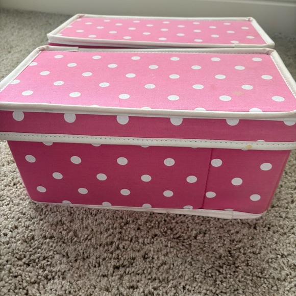 Pottery Barn Teen Dottie Canvas Pink Polka Dot Storage Bins - Picture 5 of 10